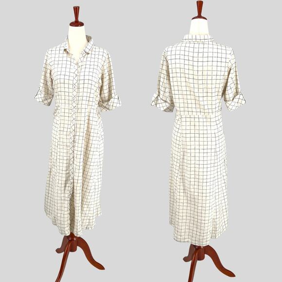 Bombay Paisley Dresses & Skirts - Bombay Paisley Grid Print Button-Down Midi Shirt Dress Size Small
